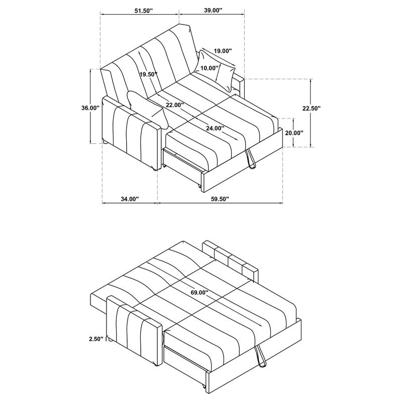 Portland Boucle Upholstered Sleeper Sofa Bed Latte - 350142