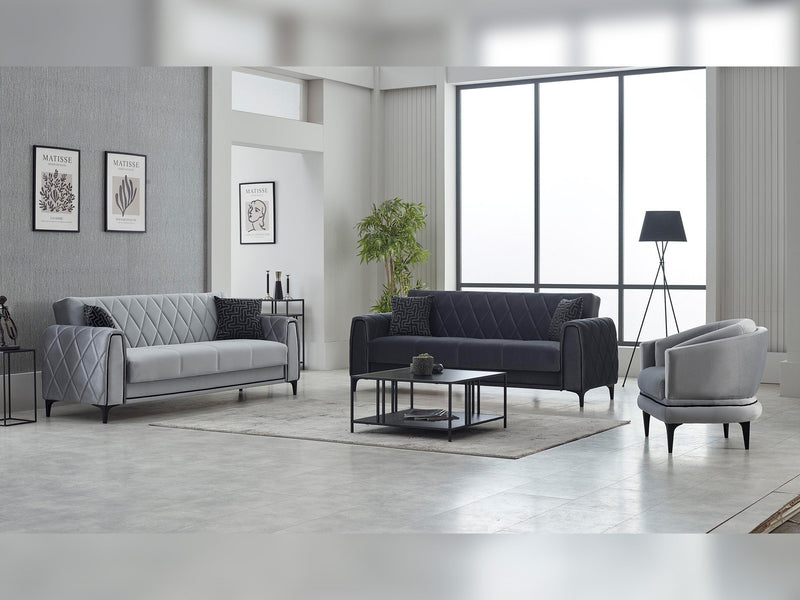 Porto Convertible Loveseat in Light Grey - 200-SIM-POR-VELVET405-2