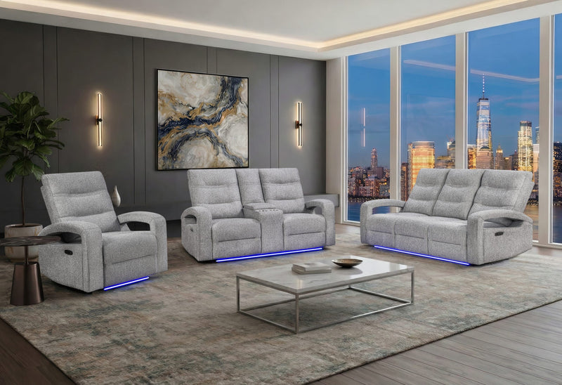 U6611 Grey 15 Pwr Rec Sofa/Pwr Console Rec Loveseat/Power Recliner - U6611-GREY 15-PRS/PCRLS/PR
