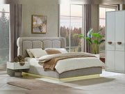 Prag Max Bedroom (Queen Frame With Headboard & Dresser With Mirror & Ottoman & 2 Nightstand) - 200-MAX-PRA-150-QB-SET