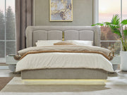 Prag Max Bedroom (Queen Frame With Headboard & Dresser With Mirror & Ottoman & 2 Nightstand) - 200-MAX-PRA-150-QB-SET