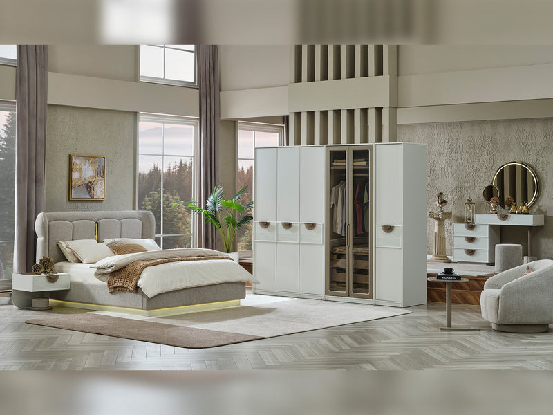 Prag Max Dresser With Mirror & Ottoman - 200-MAX-PRA-DR-M