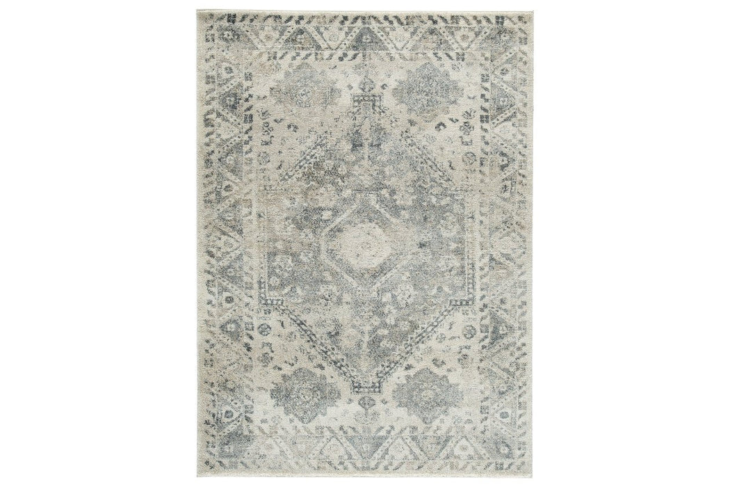 Precia Gray/Cream 5'3" x 7'3" Rug - Gate FurnitureRugs