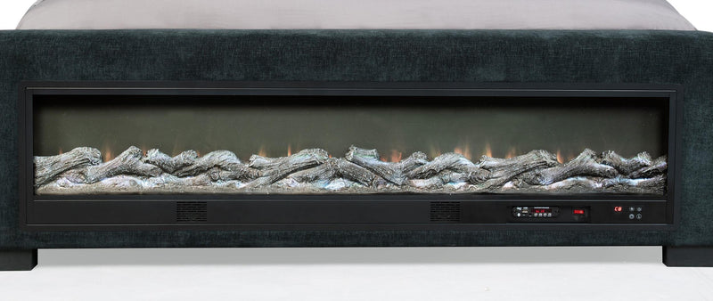 Preston Upholstered California King Audio Flame Visualizer Bed Dark Blue - 305821KW