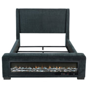 Preston Upholstered Eastern King Audio Flame Visualizer Bed Dark Blue - 305821KE