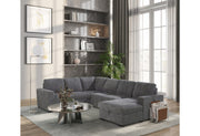 U2660 Grey Sectional W/Pull Out Sofa Bed - U2660-1-GREY-SECTIONAL W/ PULLOUT