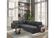 U2660 Grey Sectional W/Pull Out Sofa Bed - U2660-1-GREY-SECTIONAL W/ PULLOUT