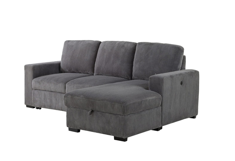 U2660 Grey L Sofa Bed Sectional With Pullout - U2660-4-GREY-L SECTIONAL W/ PULLOUT