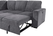 U2660 Grey Sectional W/Pull Out Sofa Bed - U2660-1-GREY-SECTIONAL W/ PULLOUT