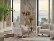 Quatro 3-pieces (Sofa & Loveseat & Chair) Livingroom in Cream - 200-SER-QUA-VELVET938-321