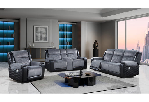 U5914/U5915 Grey/Black Rec Sofa/Crls W/Immersive Sound & Blue Led/Rec - U5914/U5915-GREY/BLACK-RS/CRLS +IS /R