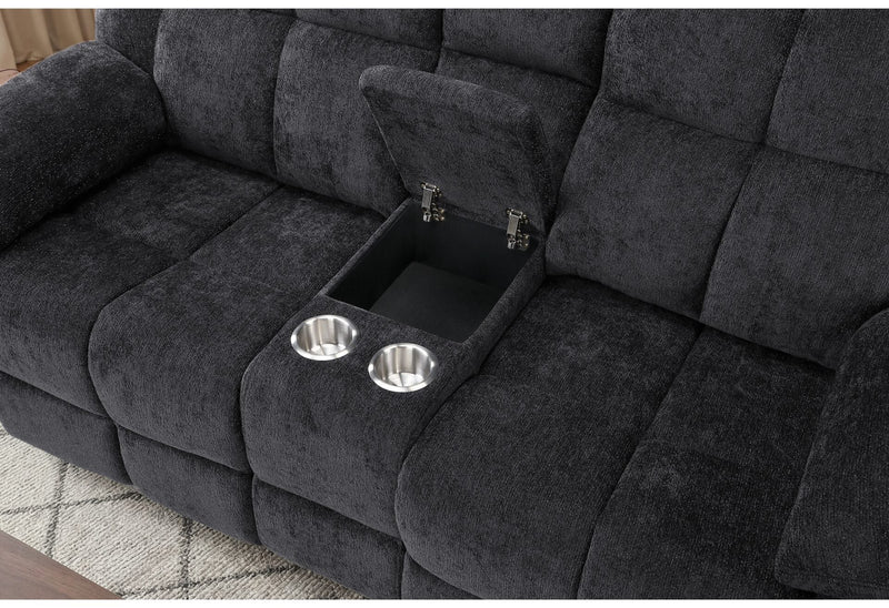 U6000 Black Reclining Sofa/Console Reclining Loveseat - U6000-BLACK-RS/CRLS/R-N