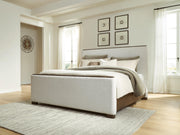 Radkin Burnished Brown Queen Upholstered Panel Bed - PCB843B2