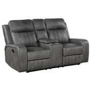Raelynn Upholstered Track Arm Motion Loveseat Grey - 603192