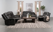 Raelynn Upholstered Track Arm Motion Loveseat Grey - 603192