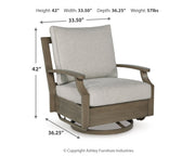 Rainier Ranch Outdoor Loveseat and 2 Chairs with Coffee Table in Brown/Beige from Ashley - Lara Furniture