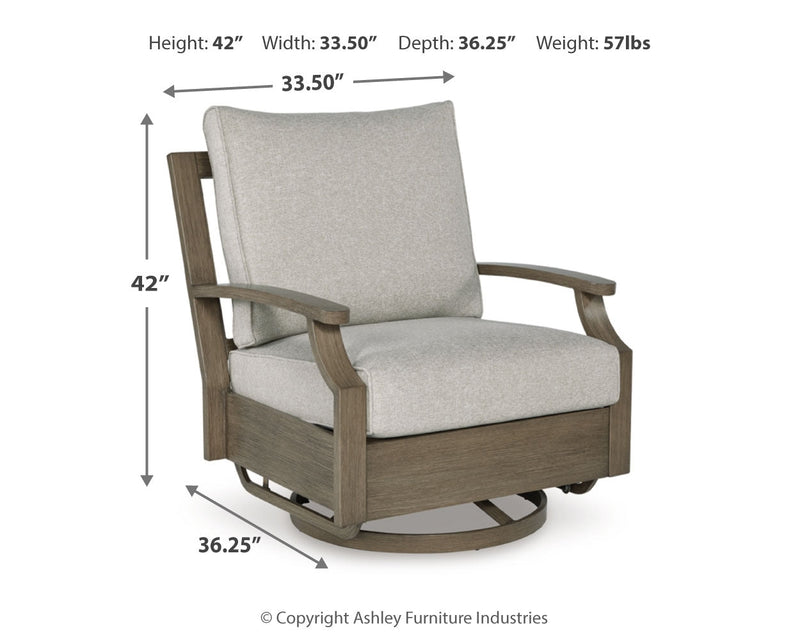 Rainier Ranch Outdoor Loveseat and 2 Chairs with Coffee Table in Brown/Beige from Ashley - Lara Furniture
