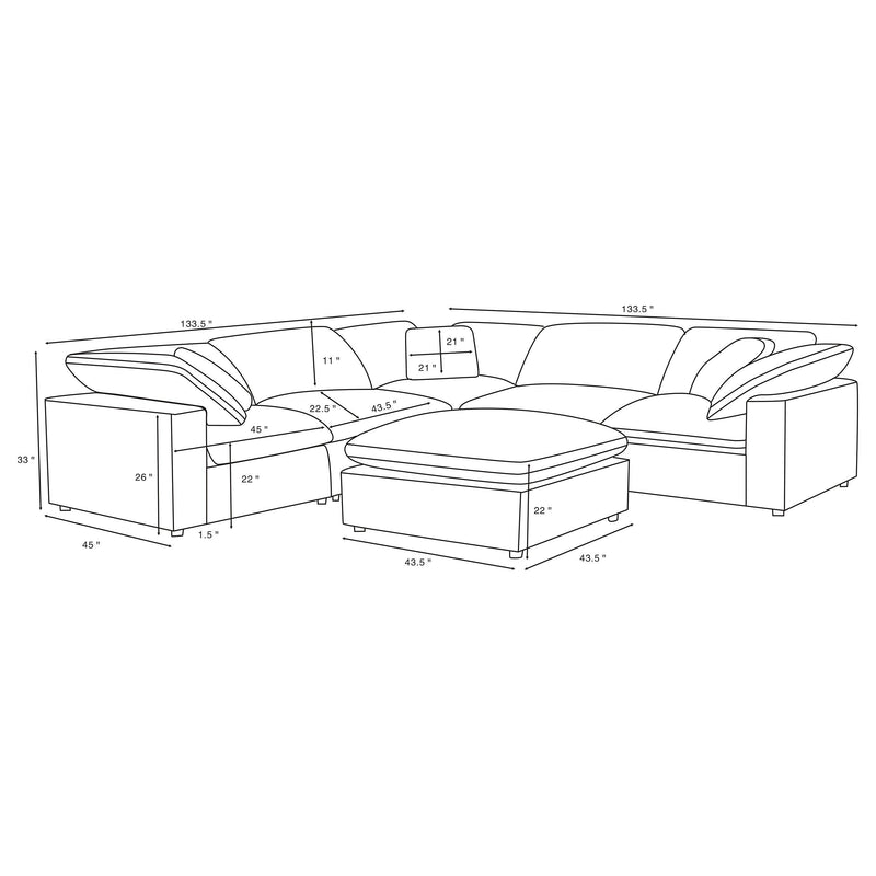 Raleigh 6-piece Boucle Upholstered Modular Sectional Ivory - 551751-SETA