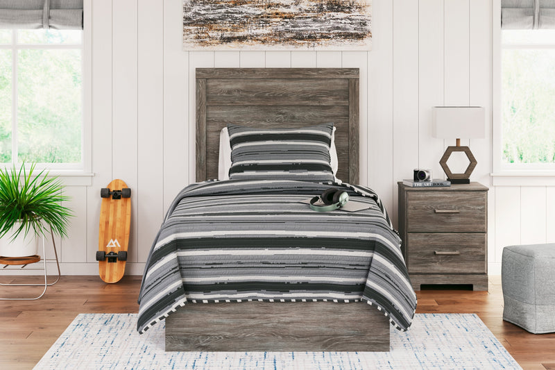 Ralinksi Full Panel Bed with 2 Nightstands in Gray from Ashley - Lara Furniture