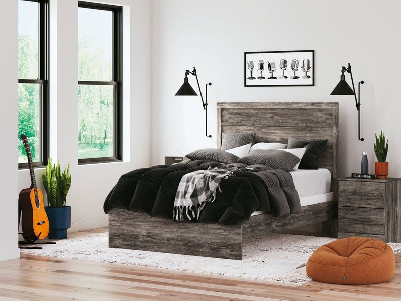Ralinksi Full Panel Bed with Mirrored Dresser, Chest and 2 Nightstands in Gray from Ashley - Lara Furniture