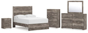 Ralinksi Full Panel Bed with Mirrored Dresser, Chest and Nightstand in Gray from Ashley - Lara Furniture