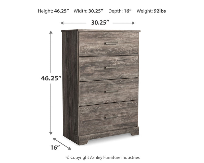 Ralinksi King Panel Bed with Mirrored Dresser, Chest and 2 Nightstands in Gray from Ashley - Lara Furniture