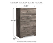 Ralinksi King Panel Bed with Mirrored Dresser, Chest and Nightstand in Gray from Ashley - Lara Furniture