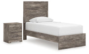 Ralinksi Twin Panel Bed with Nightstand in Gray from Ashley - Lara Furniture
