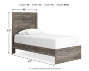Ralinksi Twin Panel Bed with Nightstand in Gray from Ashley - Lara Furniture