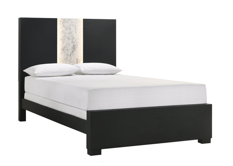 Rangley Black King LED Panel Bed - Lara FurnitureKing Bed