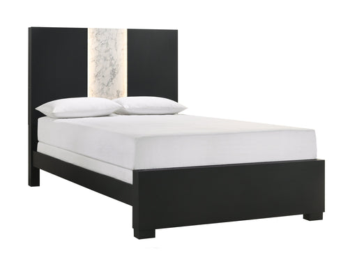 Rangley Black King LED Panel Bed - Lara FurnitureKing Bed