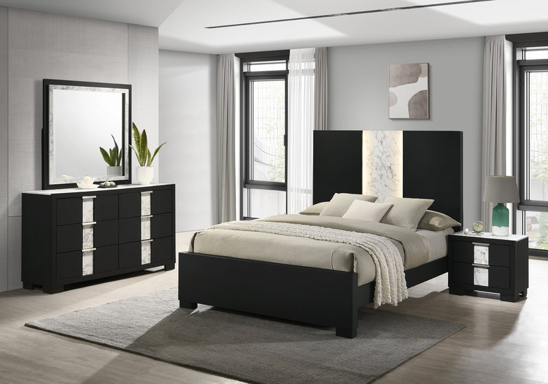 Rangley Black LED Panel Bedroom Set - Lara FurnitureBedroom Set