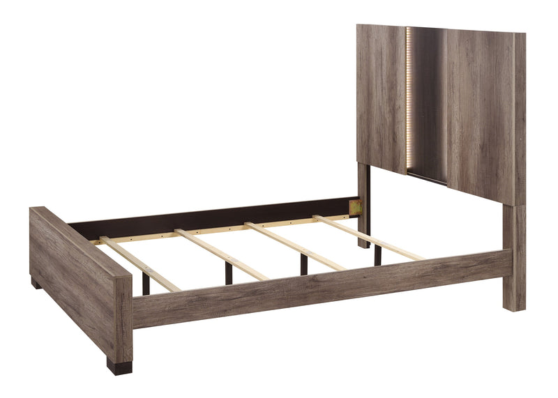Rangley Brown King LED Panel Bed - Lara FurnitureKing Bed