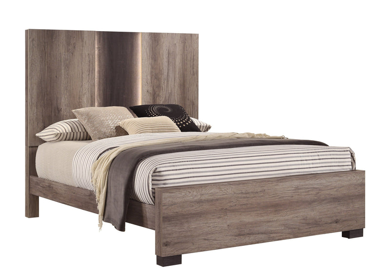 Rangley Brown King LED Panel Bed - Lara FurnitureKing Bed