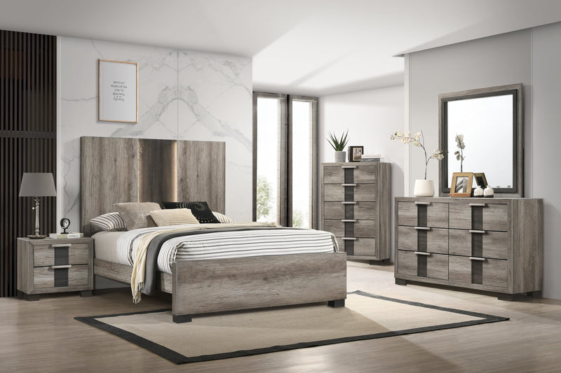 Rangley Brown LED Panel Bedroom Set - Lara FurnitureBedroom Set