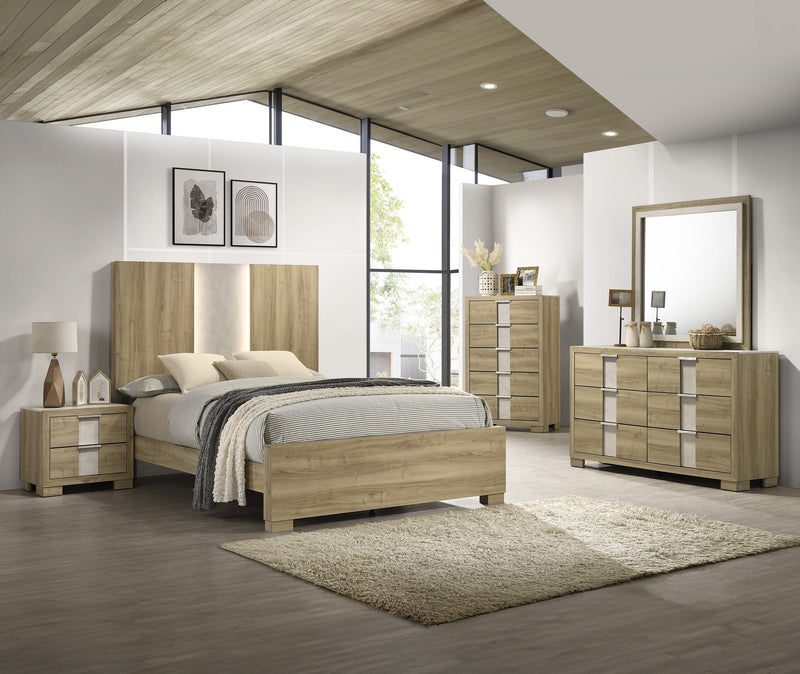 Rangley Driftwood LED Panel Bedroom Set - Lara FurnitureBedroom Set