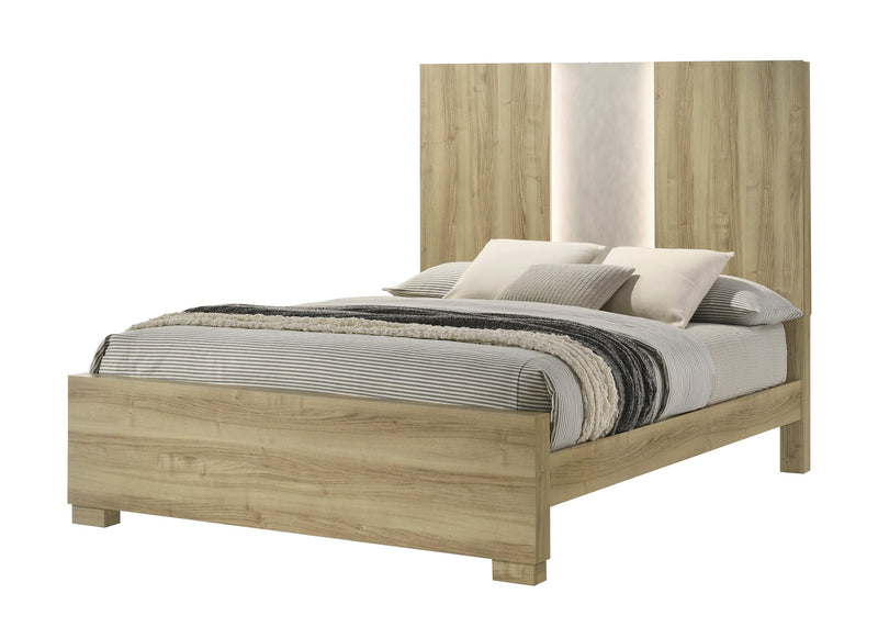 Rangley Driftwood Queen LED Panel Bed - Lara FurnitureQueen Bed