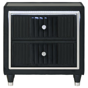 Ravenne 2-drawer Velvet Upholstered LED Nightstand with USB Black - 223192