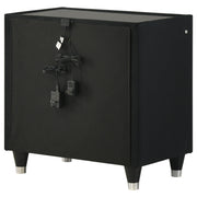 Ravenne 2-drawer Velvet Upholstered LED Nightstand with USB Black - 223192