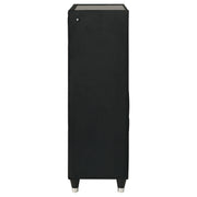 Ravenne 5-drawer Velvet Upholstered LED Chest of Drawers Black - 223195