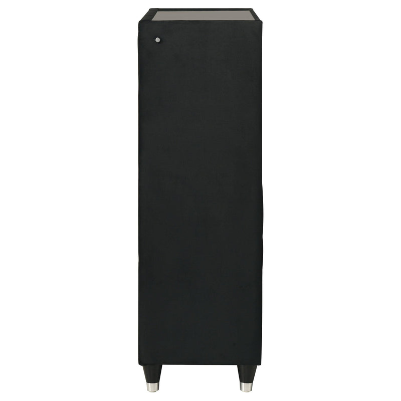 Ravenne 5-drawer Velvet Upholstered LED Chest of Drawers Black - 223195