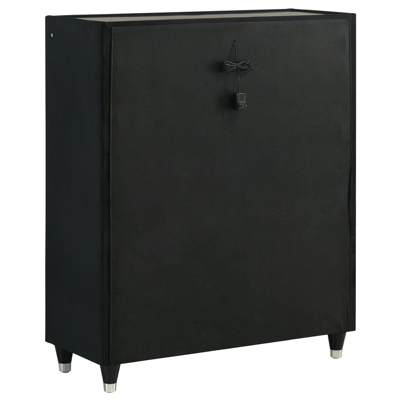 Ravenne 5-drawer Velvet Upholstered LED Chest of Drawers Black - 223195
