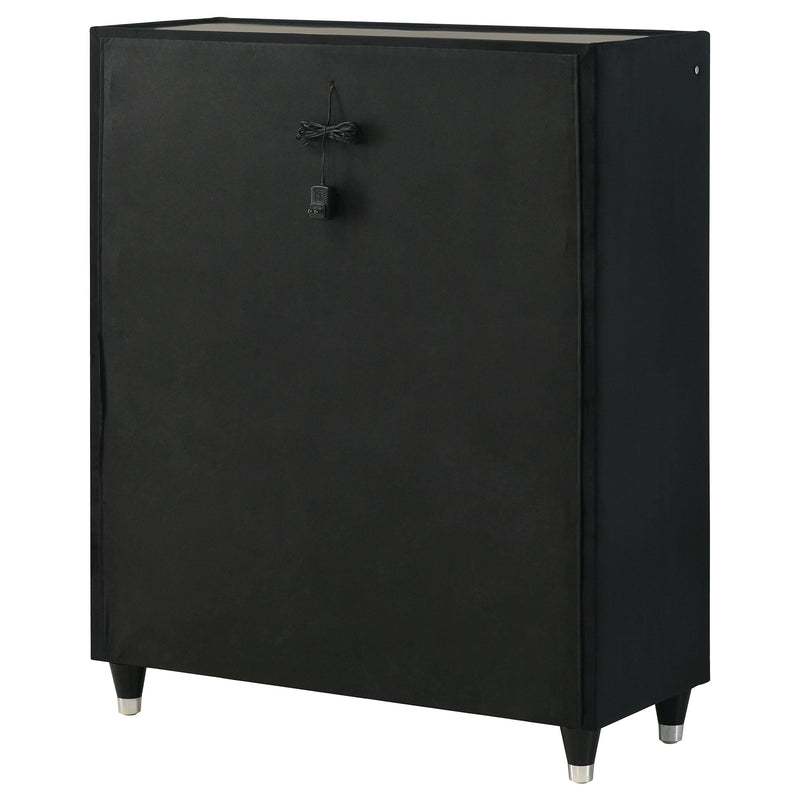 Ravenne 5-drawer Velvet Upholstered LED Chest of Drawers Black - 223195