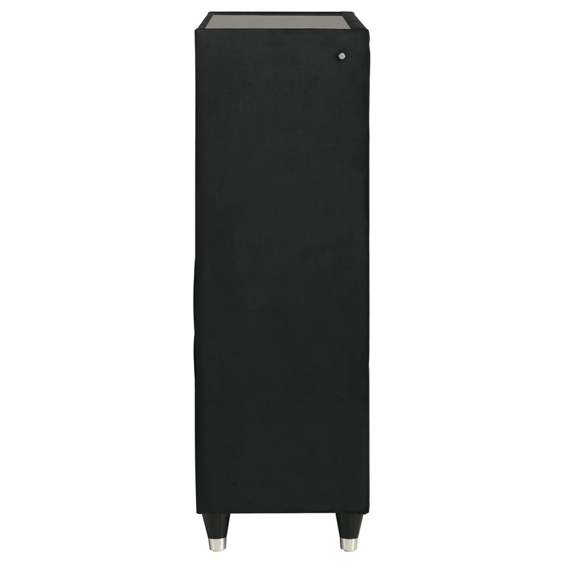 Ravenne 5-drawer Velvet Upholstered LED Chest of Drawers Black - 223195