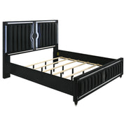 Ravenne 5-piece Velvet Upholstered Eastern King LED Bedroom Set Black - 223191KE-S5