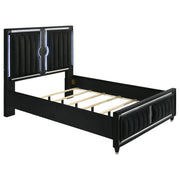 Ravenne 5-piece Velvet Upholstered Queen LED Bedroom Set Black - 223191Q-S5