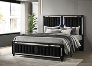 Ravenne Velvet Upholstered California King LED Panel Bed Black - 223191KW