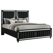 Ravenne Velvet Upholstered California King LED Panel Bed Black - 223191KW