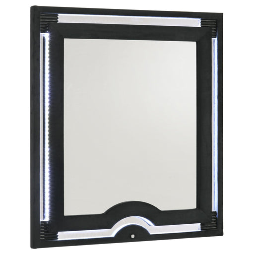 Ravenne Velvet Upholstered LED Dresser Mirror Black - 223194