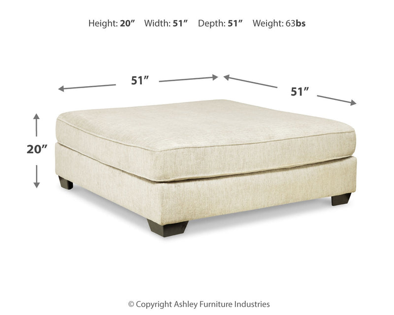 Rawcliffe Parchment Oversized Accent Ottoman - Lara Furniture